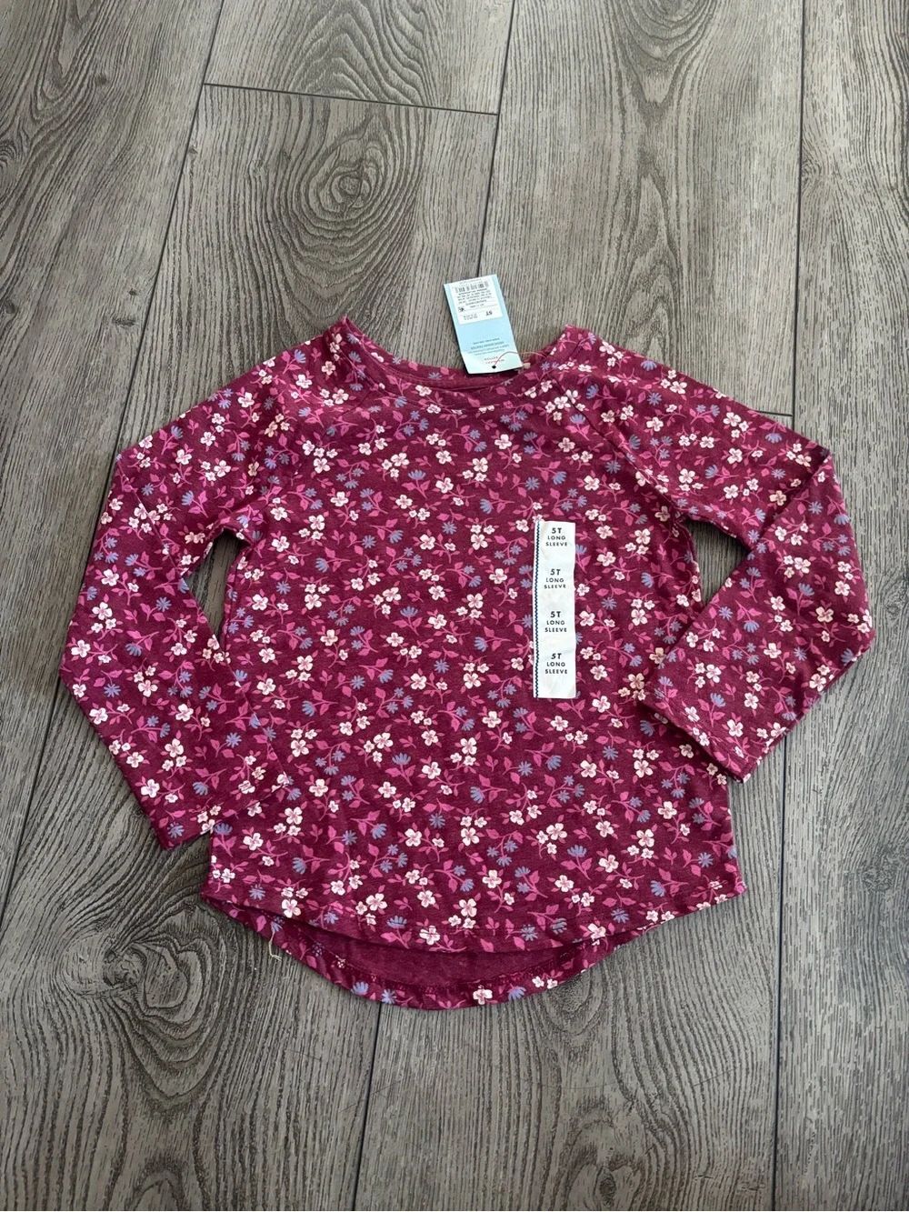 Cat&Jack Girls' Long-Sleeve Floral Tee - Berry Pink